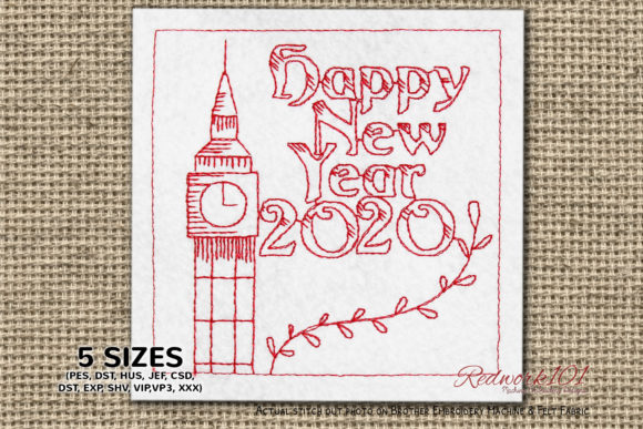 Big Ben London New Year 2020 Redwork Review
