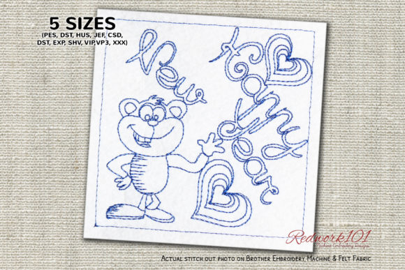 Cute Monkey Celebrating New Year Redwork Review