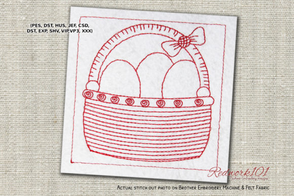Easter Basket with Eggs Redwork Review