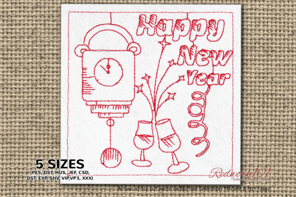 Midnight Clock Happy New Year Redwork Review