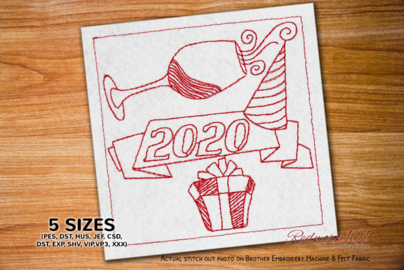 New Year Celebration With Wines and Gift Embroidery Design Review