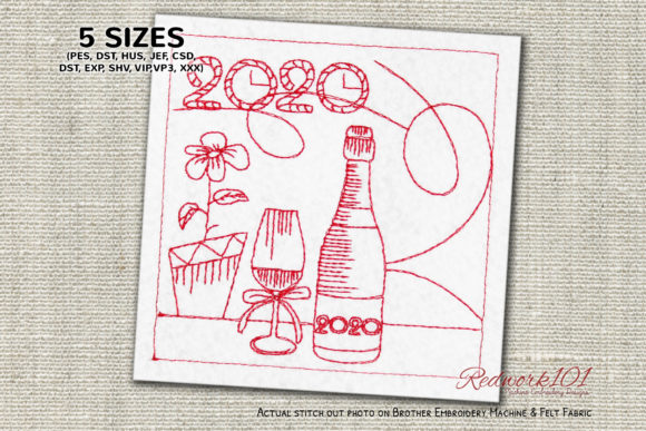 New Year Champagne Bluework: A Timeless Embroidery Design for Personalized Gifts