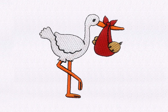 Stork Carrying Baby Embroidery Review