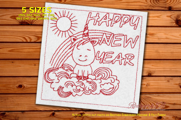 Unicorn on Cloud with Happy New Year Text Review