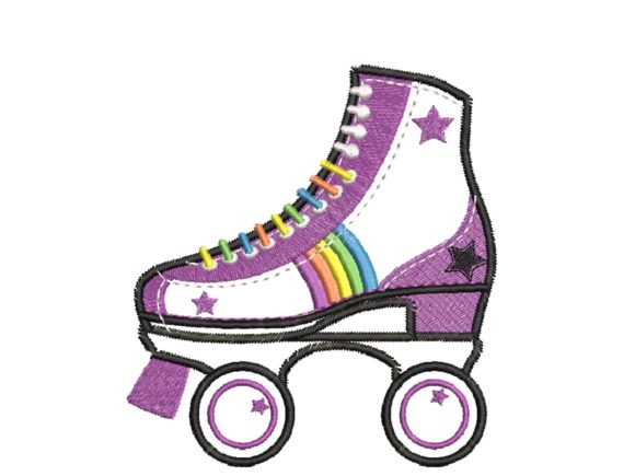 Vintage Roller-Skater Aplique: A Nostalgic Embroidery Design for Personalized Gifts